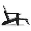 Tafee Outdoor Folding Adirondack Chair with Ottoman, Black OC-ZDJT-1-BLACK